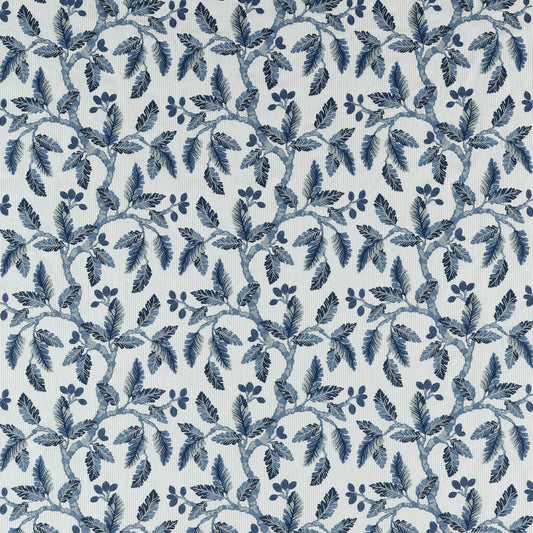 SANDERSON Oaknut Stripe Fabric Leaves , Trees Indigo,Multi   - DARF237323