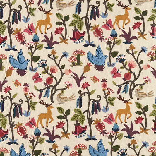 SANDERSON Forest of Dean Fabric Animals Mulberry,Multi   - DARF237325