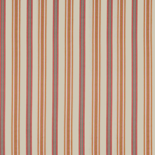 SANDERSON Valley Stripe Fabric Stripes Rowan Berry,Cream   - DARF237329