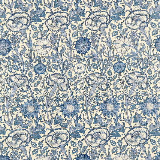 MORRIS & CO Pink & Rose Fabric Contemporary, Floral Vellum,Indigo   - DARP222531