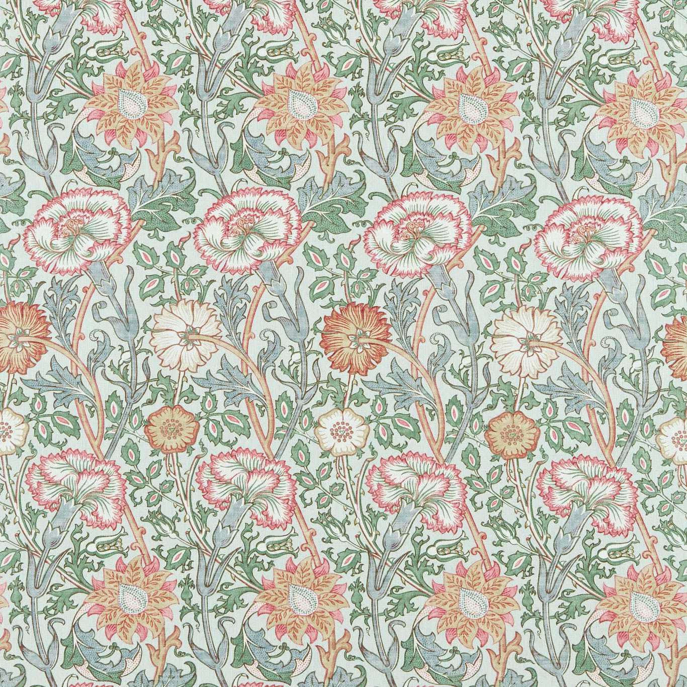 MORRIS & CO Pink & Rose Fabric Contemporary, Floral Eggshell,Rose   - DARP222532