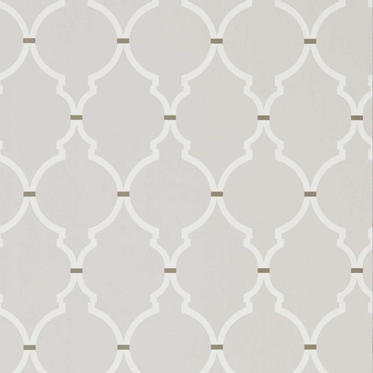 SANDERSON Empire Trellis  Wallpaper Geometric Silver,Calico  Rotary Printed Wallpaper - DART216335