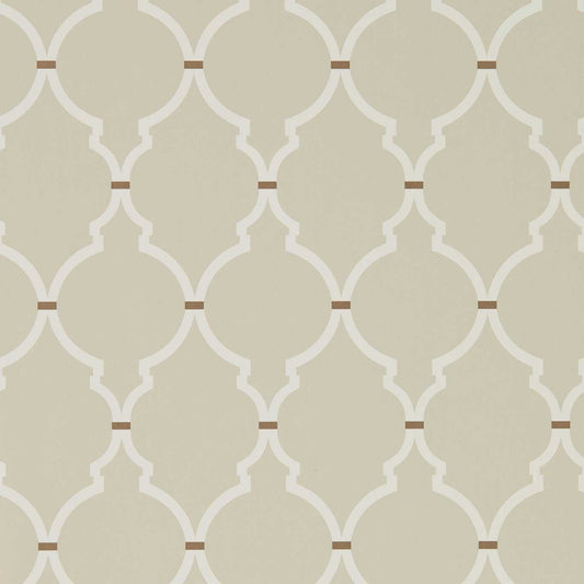 SANDERSON Empire Trellis  Wallpaper Geometric Linen,Cream  Rotary Printed Wallpaper - DART216337