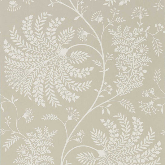 SANDERSON Mapperton  Wallpaper Leaves , Trees Linen,Cream  Rotary Printed Wallpaper - DART216342