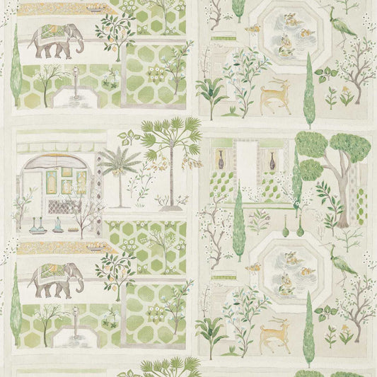 SANDERSON Sultans Garden  Fabric Animals Garden Green   - DART226311