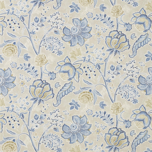 SANDERSON Shalimar  Fabric Classic Floral China Blue,Linen   - DART226319