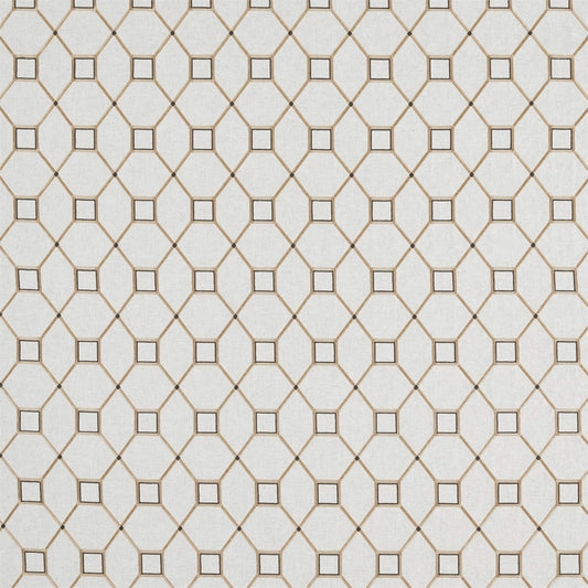 SANDERSON Baroque Trellis  Fabric Geometric Charcoal,Gold   - DART236357