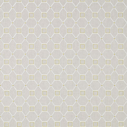 SANDERSON Baroque Trellis  Fabric Geometric Daffodil,Linen   - DART236359