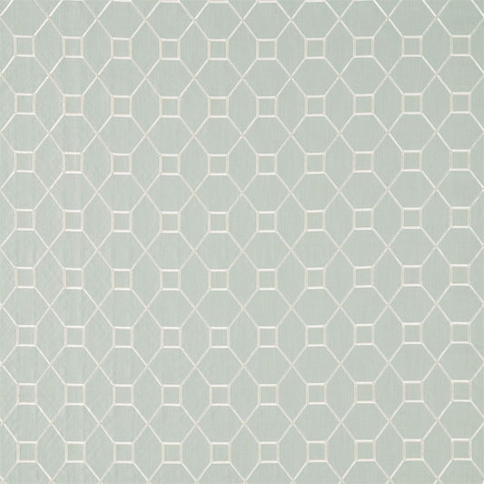 SANDERSON Baroque Trellis  Fabric Geometric Wedgwood,Chalk   - DART236360