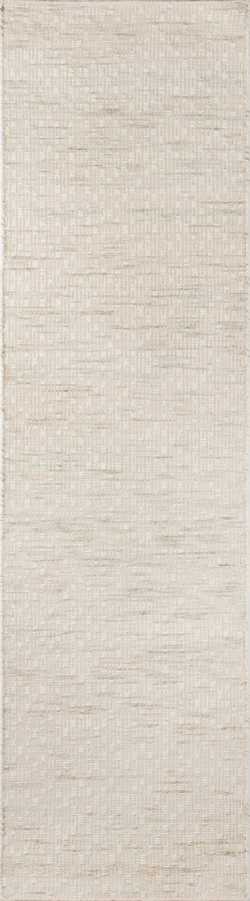 Beige woven rug with subtle horizontal texture; natural linen-like appearance, 5' x 8' rectangular rug.