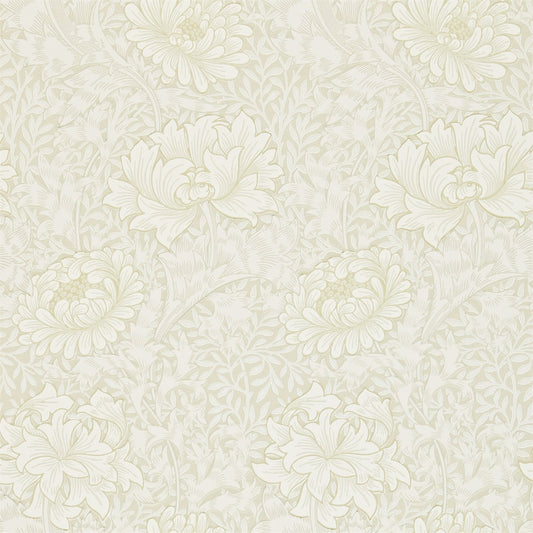 MORRIS & CO Chrysanthemum Wallpaper Contemporary, Floral Chalk  Surflex-Printed Wallpaper - DARW212546