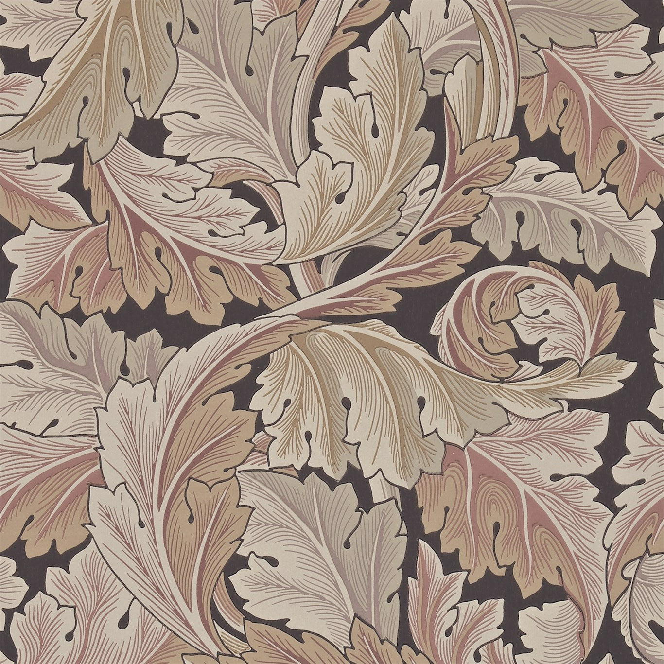 MORRIS & CO Acanthus   Wallpaper Leaves , Trees Terracotta  Surflex-Printed Wallpaper - DARW212551