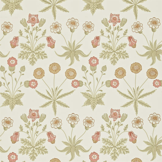 MORRIS & CO Daisy Wallpaper Classic Floral Coral,Manilla  Surflex-Printed Wallpaper - DARW212560