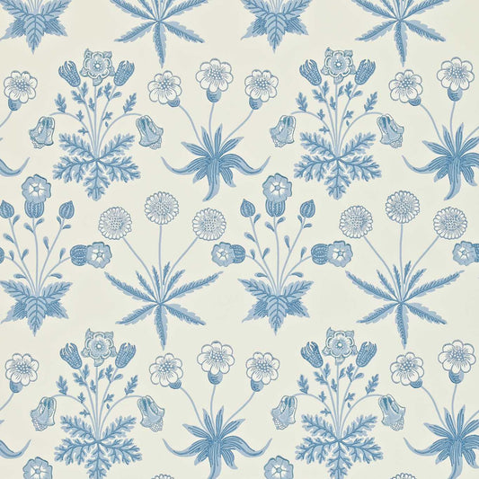 MORRIS & CO Daisy Wallpaper Classic Floral Blue,Ivory  Surflex-Printed Wallpaper - DARW212561