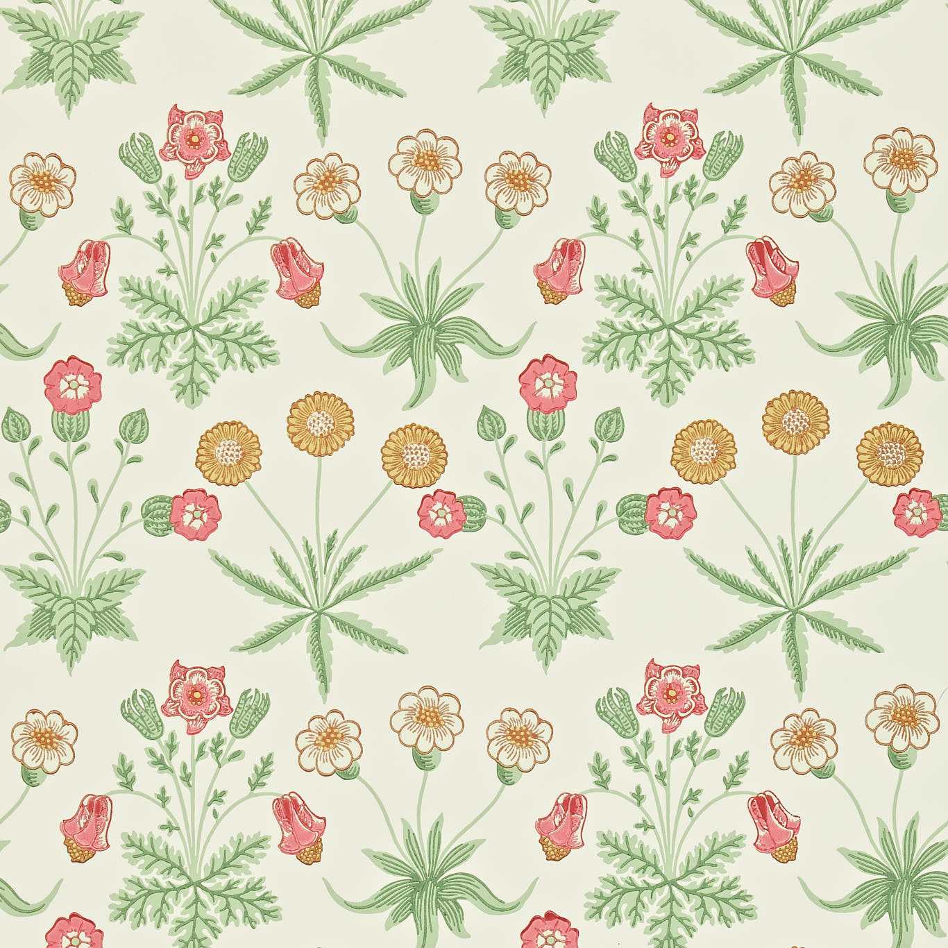 MORRIS & CO Daisy Wallpaper Classic Floral Willow,Pink  Surflex-Printed Wallpaper - DARW212562