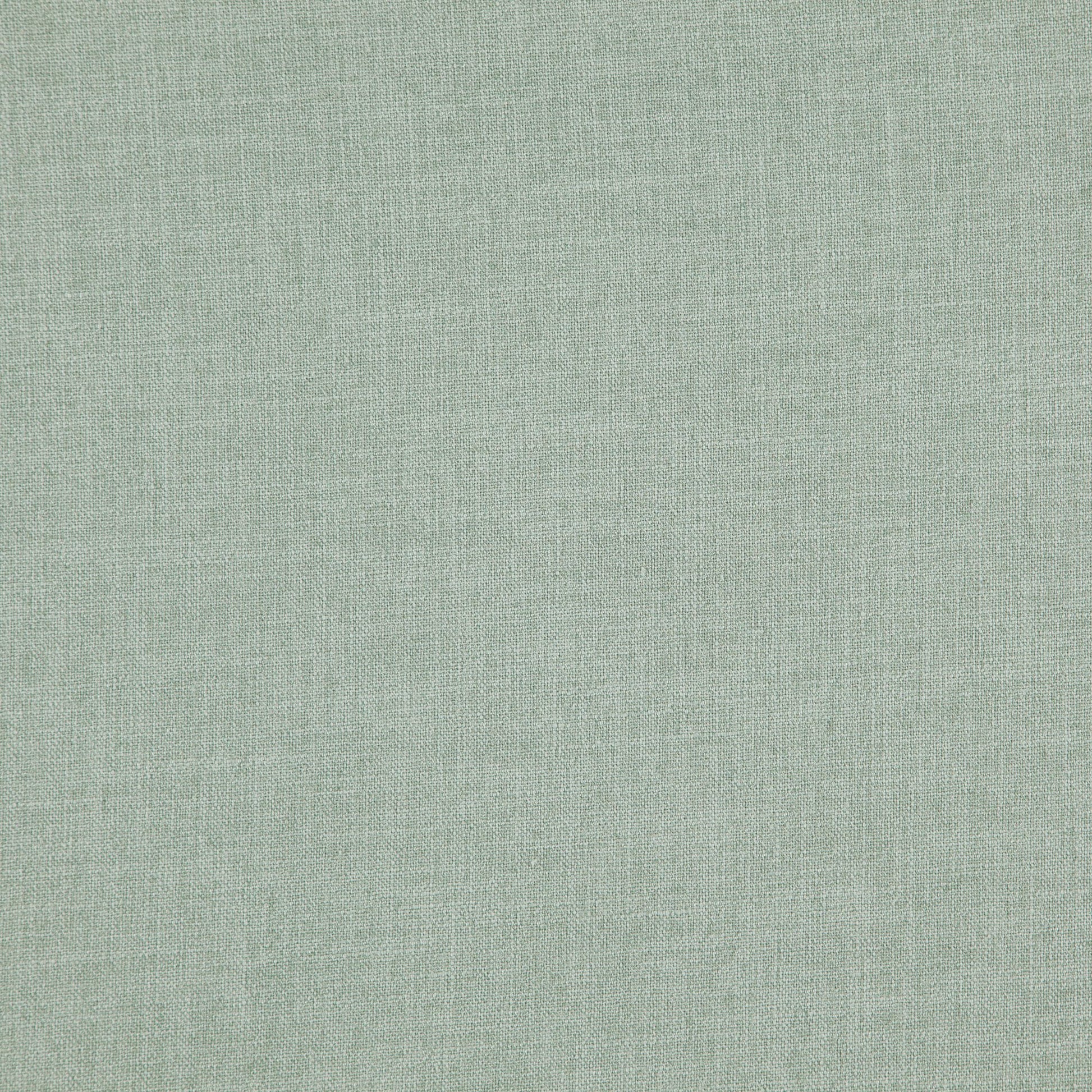 Sage green linen-textured fabric close-up with subtle woven pattern for upholstery or drapery.