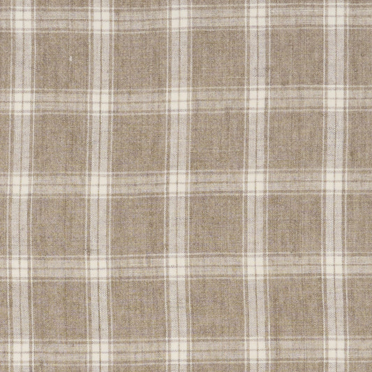 JF Fabrics DAX 38 Fabric Plaid, Classic Brown, Cream  Linen - 9284438 J9391