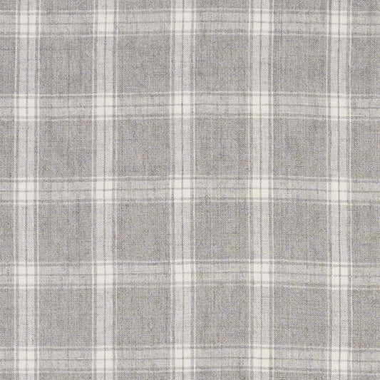 JF Fabrics DAX 95 Fabric Plaid, Classic Grey, Cream  Linen - 9284495 J9391