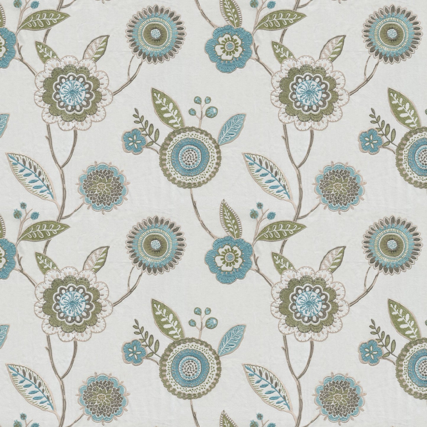 JF Fabrics DAYBREAK 73 Fabric Floral,Traditional Blue,Teal  Embroidery - 8430273 J8591