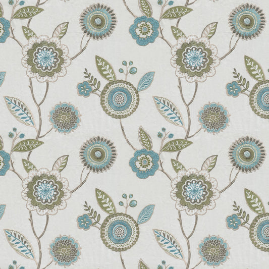 JF Fabrics DAYBREAK 73 Fabric Floral,Traditional Blue,Teal  Embroidery - 8430273 J8591