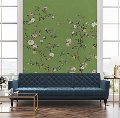 Daisy Bennett Designs  Blossom Chinoiserie Mural Chinoiserie Transitional Green   - DB20704M