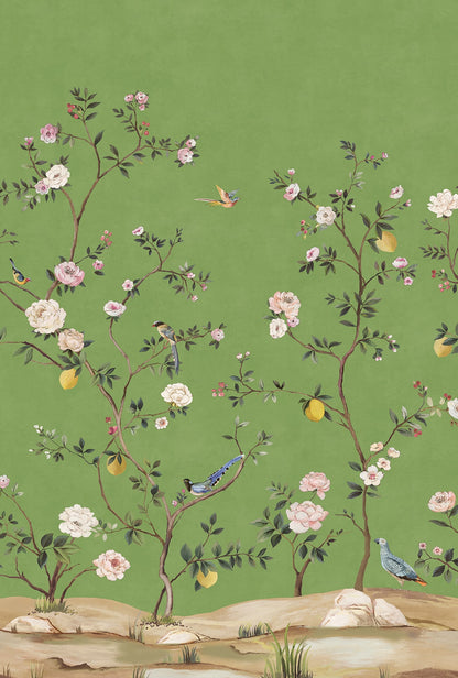 Daisy Bennett Designs  Blossom Chinoiserie Mural Chinoiserie Transitional Green   - DB20704M