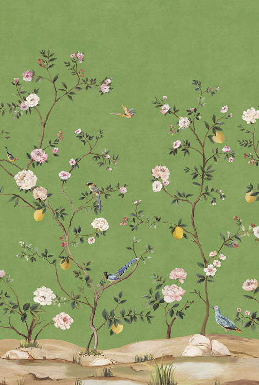 Daisy Bennett Designs  Blossom Chinoiserie Mural Chinoiserie Transitional Green   - DB20704M
