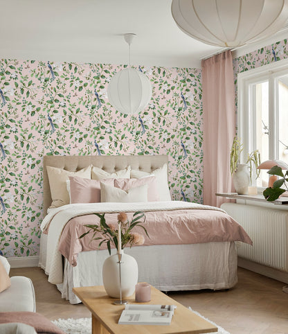 Daisy Bennett Designs  Chinoiserie Bird Vine Chinoiserie Transitional Pink   - DB20801