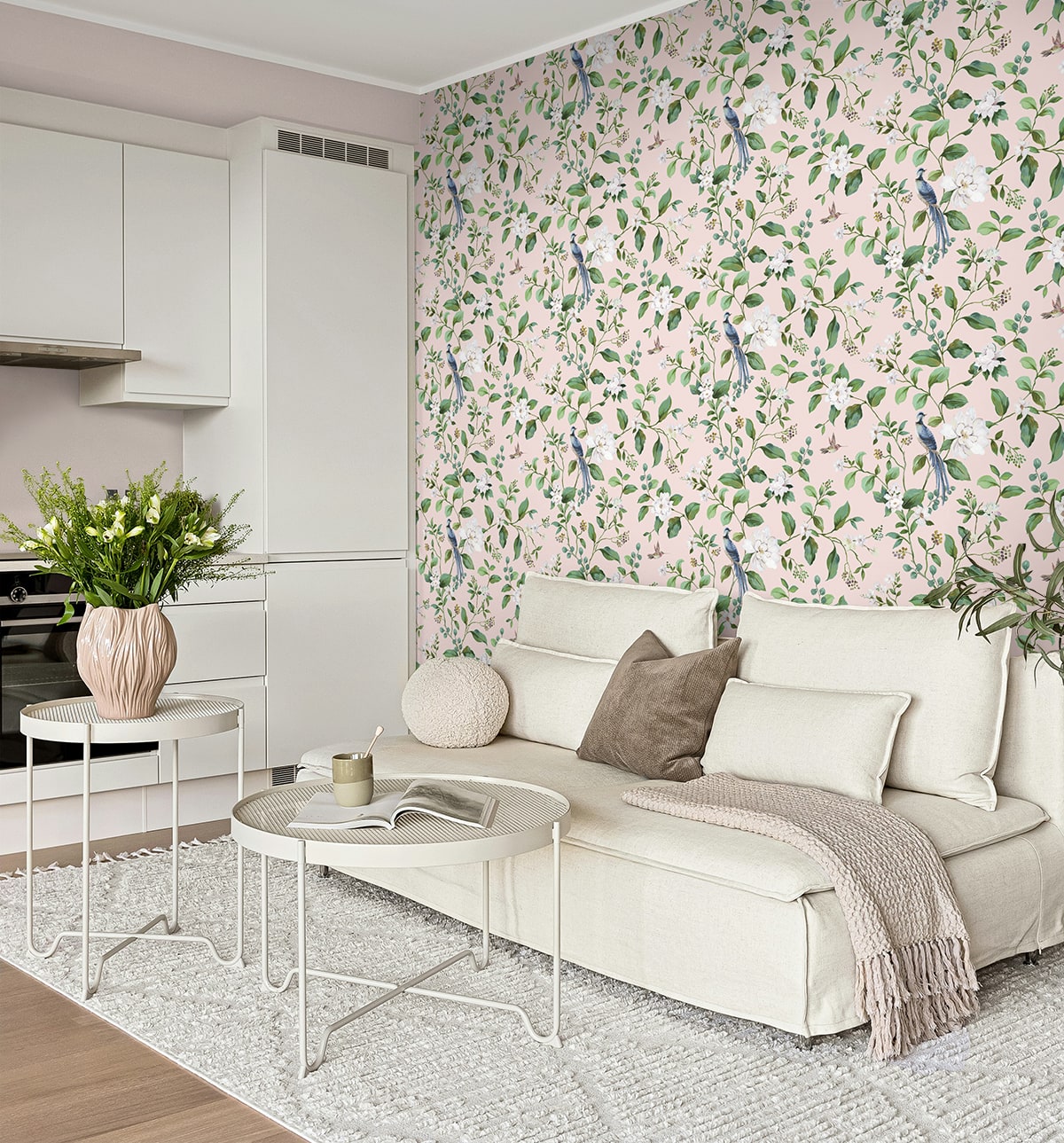 Daisy Bennett Designs  Chinoiserie Bird Vine Chinoiserie Transitional Pink   - DB20801