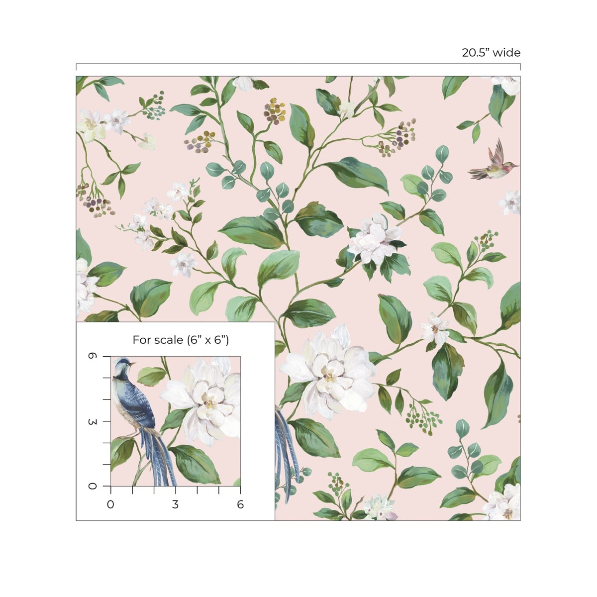 Daisy Bennett Designs  Chinoiserie Bird Vine Chinoiserie Transitional Pink   - DB20801