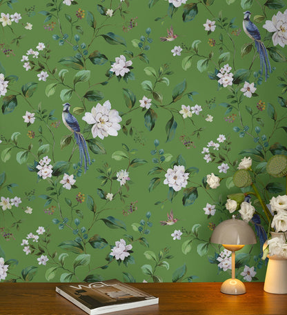Daisy Bennett Designs  Chinoiserie Bird Vine Chinoiserie Transitional Green   - DB20804