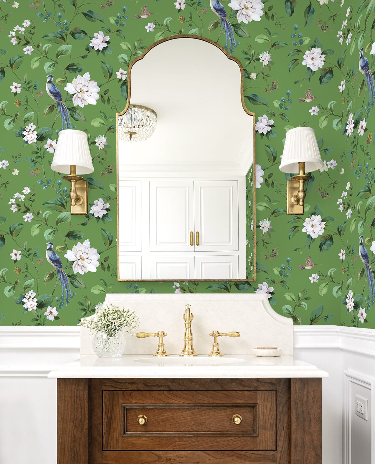 Daisy Bennett Designs  Chinoiserie Bird Vine Chinoiserie Transitional Green   - DB20804
