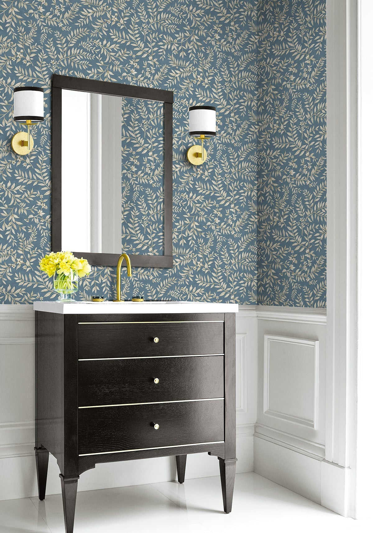 Daisy Bennett Designs  Vining Leaf Trail Botanical Transitional Blue   - DB20902