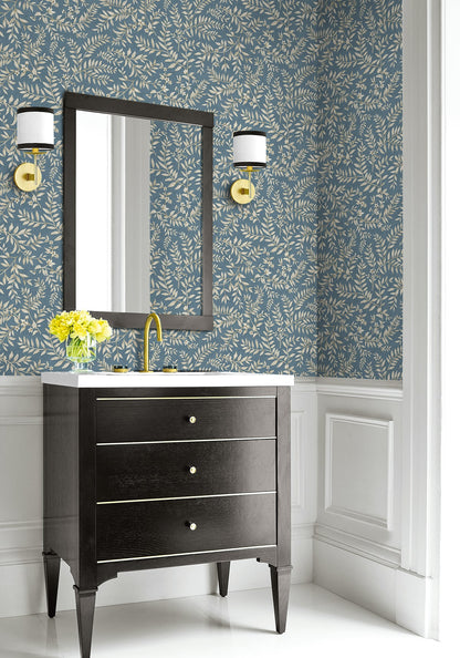 Daisy Bennett Designs  Vining Leaf Trail Botanical Transitional Blue   - DB20902