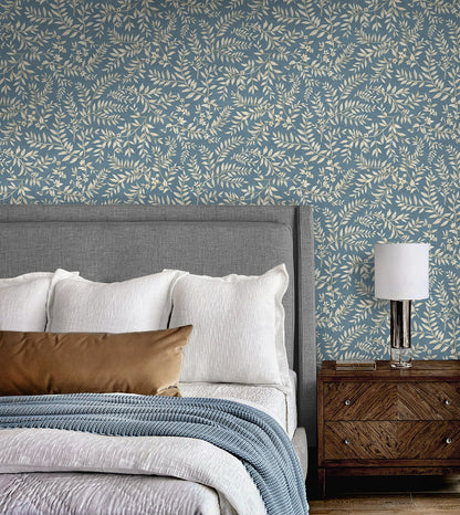 Daisy Bennett Designs  Vining Leaf Trail Botanical Transitional Blue   - DB20902
