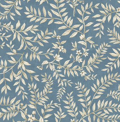 Daisy Bennett Designs  Vining Leaf Trail Botanical Transitional Blue   - DB20902
