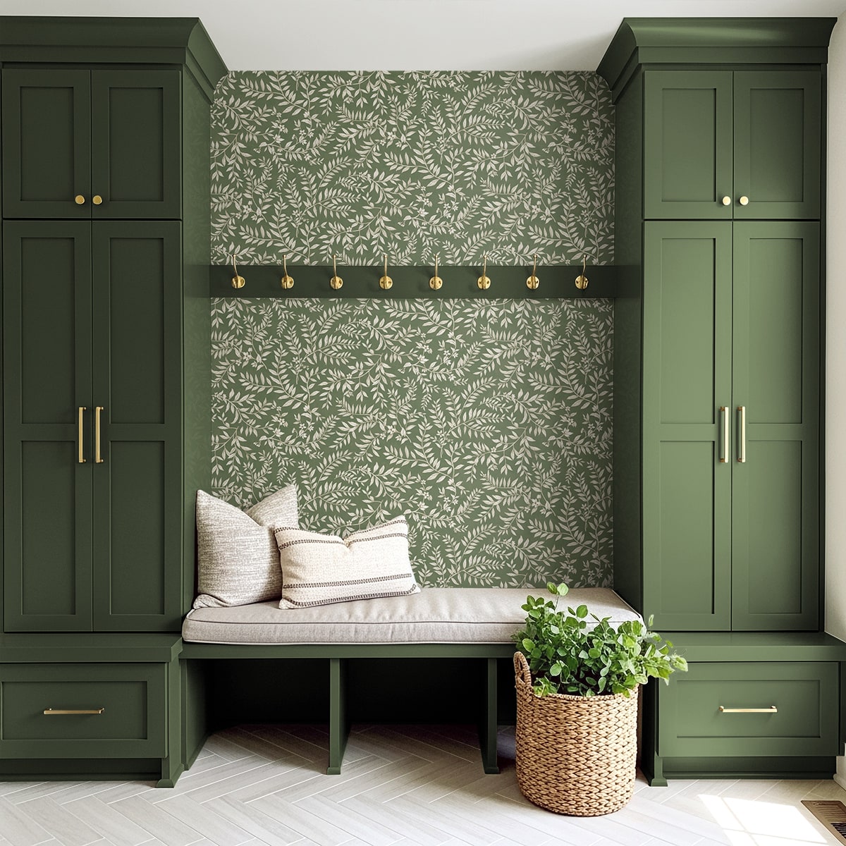 Daisy Bennett Designs  Vining Leaf Trail Botanical Transitional Green   - DB20904
