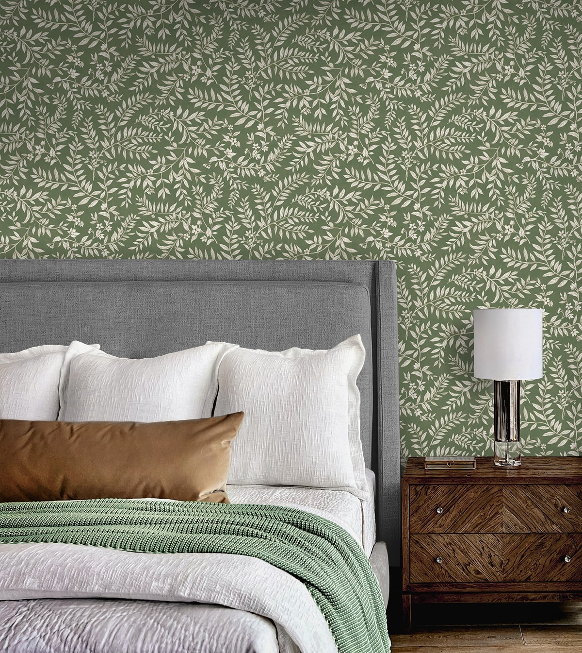 Daisy Bennett Designs  Vining Leaf Trail Botanical Transitional Green   - DB20904