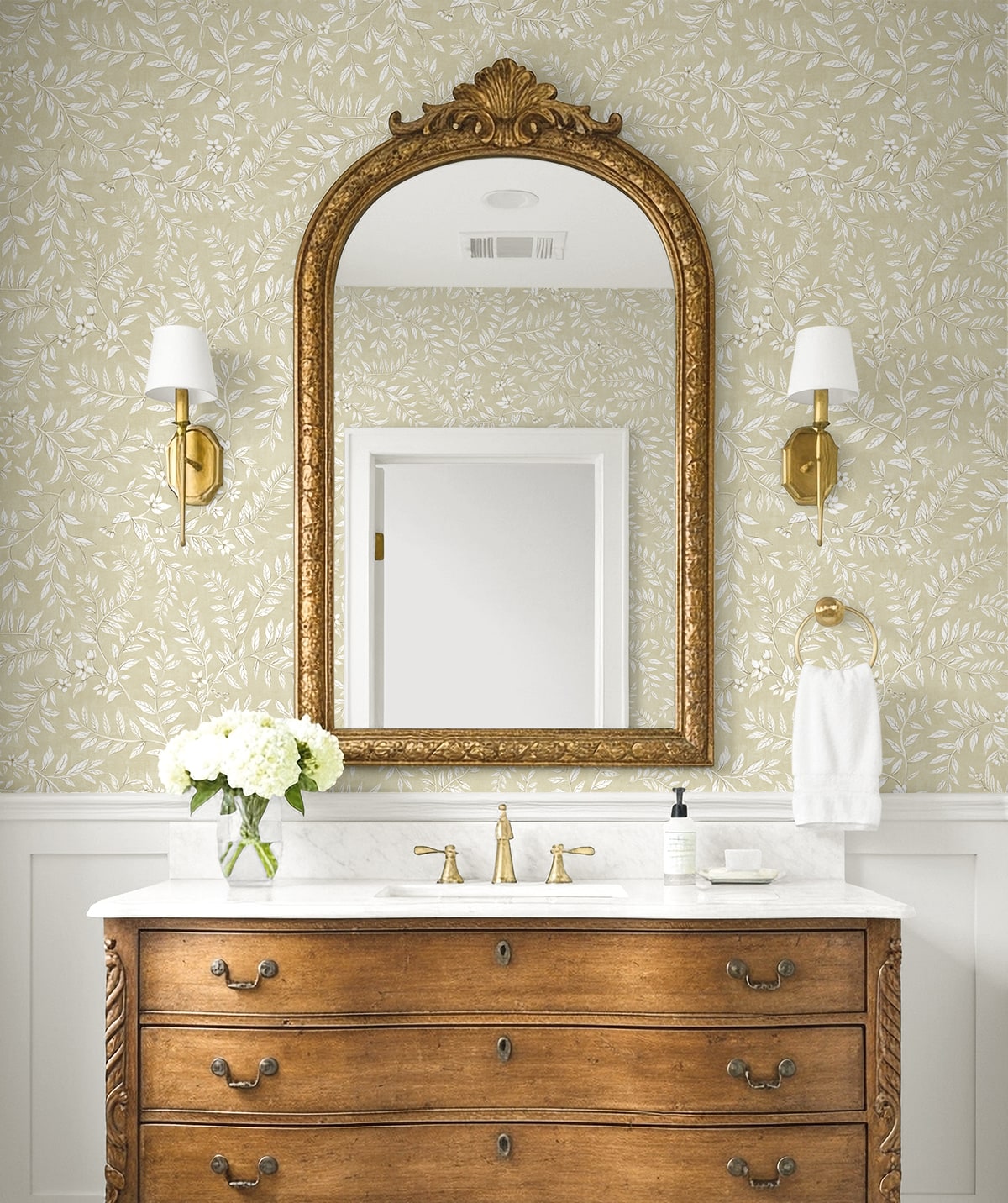 Daisy Bennett Designs  Vining Leaf Trail Botanical Transitional Beige   - DB20905