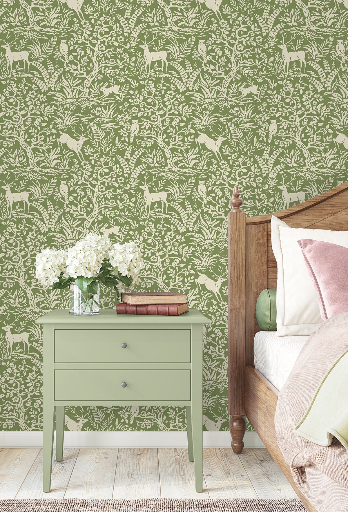 Daisy Bennett Designs  Scandi Forest Animal Print Transitional Green   - DB21004