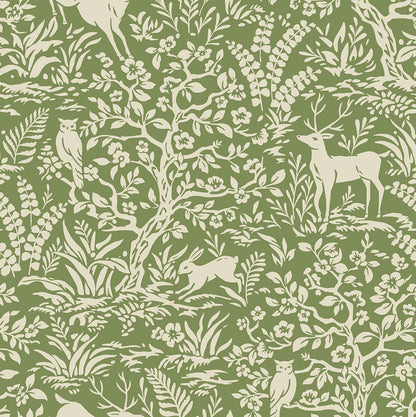 Daisy Bennett Designs  Scandi Forest Animal Print Transitional Green   - DB21004