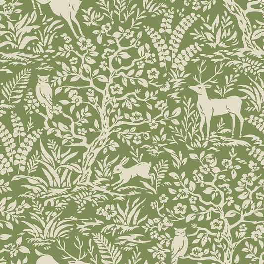 Daisy Bennett Designs  Scandi Forest Animal Print Transitional Green   - DB21004