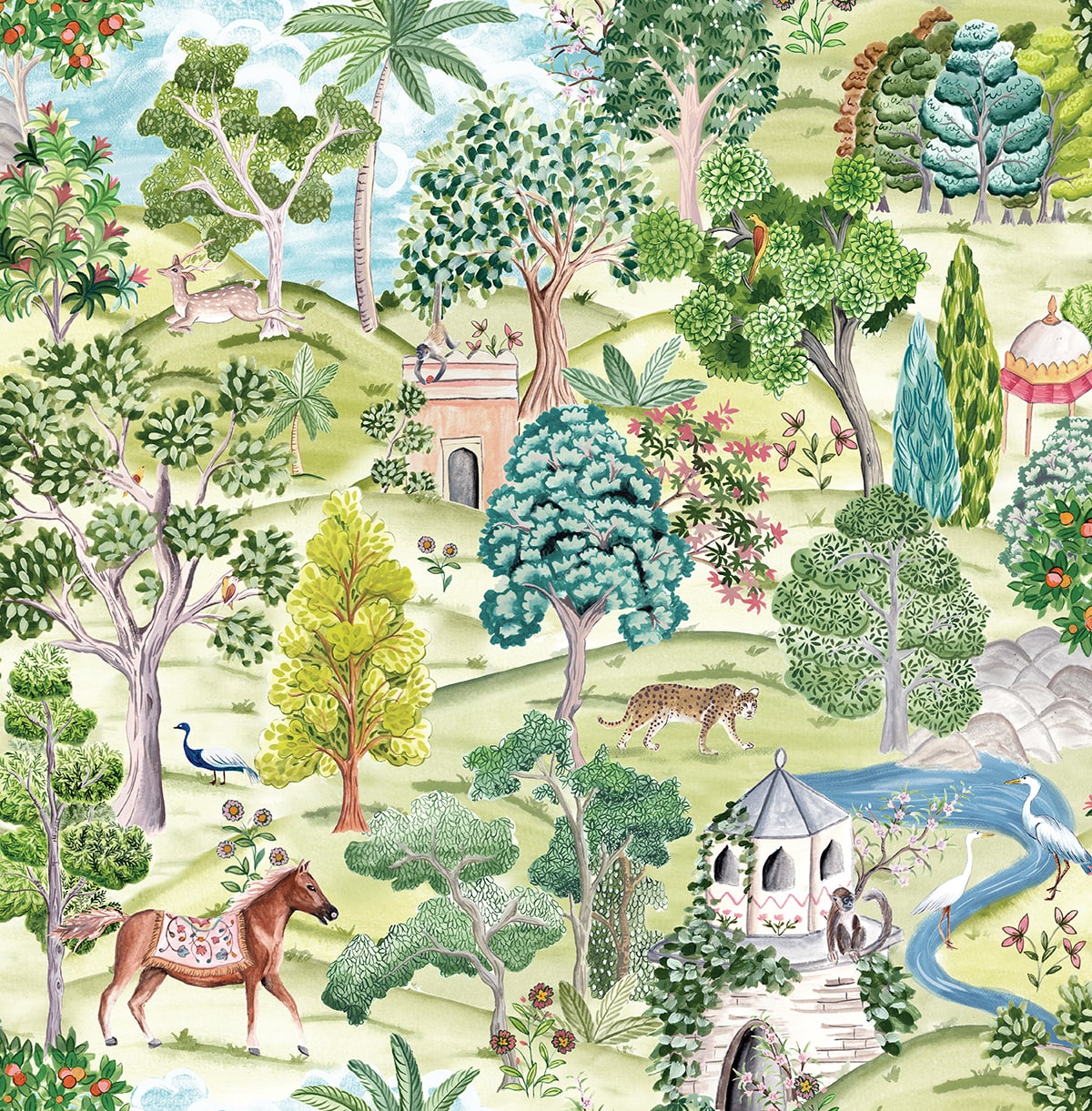 Daisy Bennett Designs  Mystical Garden Botanical Transitional Green   - DB21104