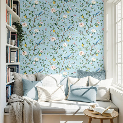 Daisy Bennett Designs  Blossom Chinoiserie Floral Chinoiserie Traditional Blue   - DB21202