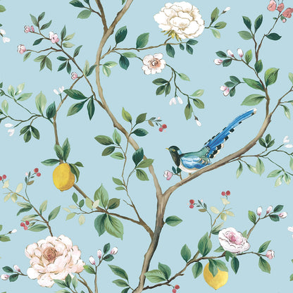 Daisy Bennett Designs  Blossom Chinoiserie Floral Chinoiserie Traditional Blue   - DB21202