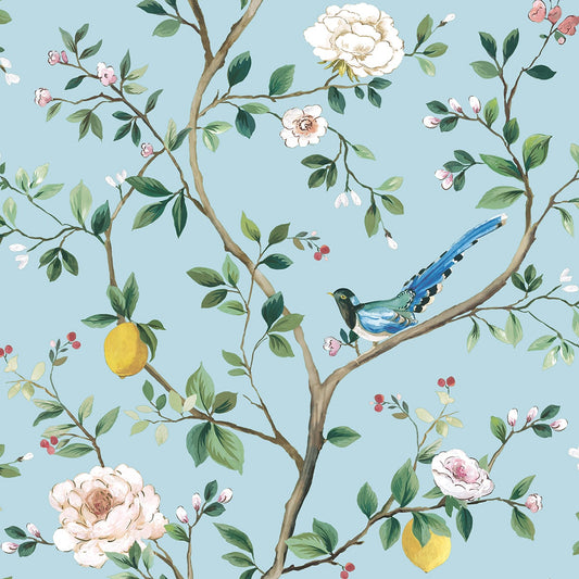 Daisy Bennett Designs  Blossom Chinoiserie Floral Chinoiserie Traditional Blue   - DB21202