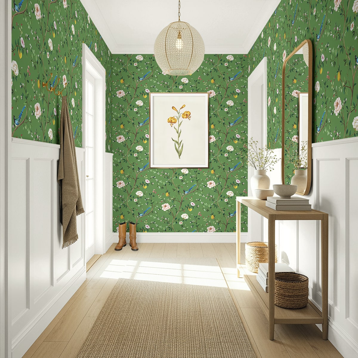 Daisy Bennett Designs  Blossom Chinoiserie Floral Chinoiserie Traditional Green   - DB21204