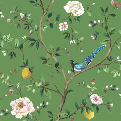 Daisy Bennett Designs  Blossom Chinoiserie Floral Chinoiserie Traditional Green   - DB21204