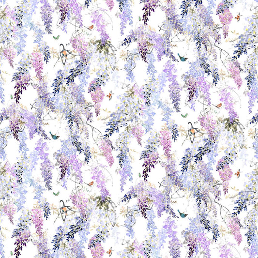 SANDERSON Wisteria Falls WP Wallpaper Birds Lilac   - DBOW217467