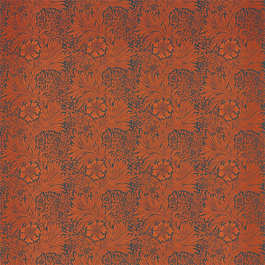 MORRIS & CO Marigold Fabric Contemporary, Floral Navy,Burnt Orange   - DBPF226845